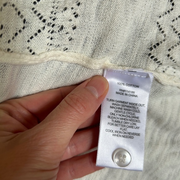 Frye Pointelle Cardigan Sweater Ivory Long Sleeve Button Up Women's Size Medium - Picture 7 of 7